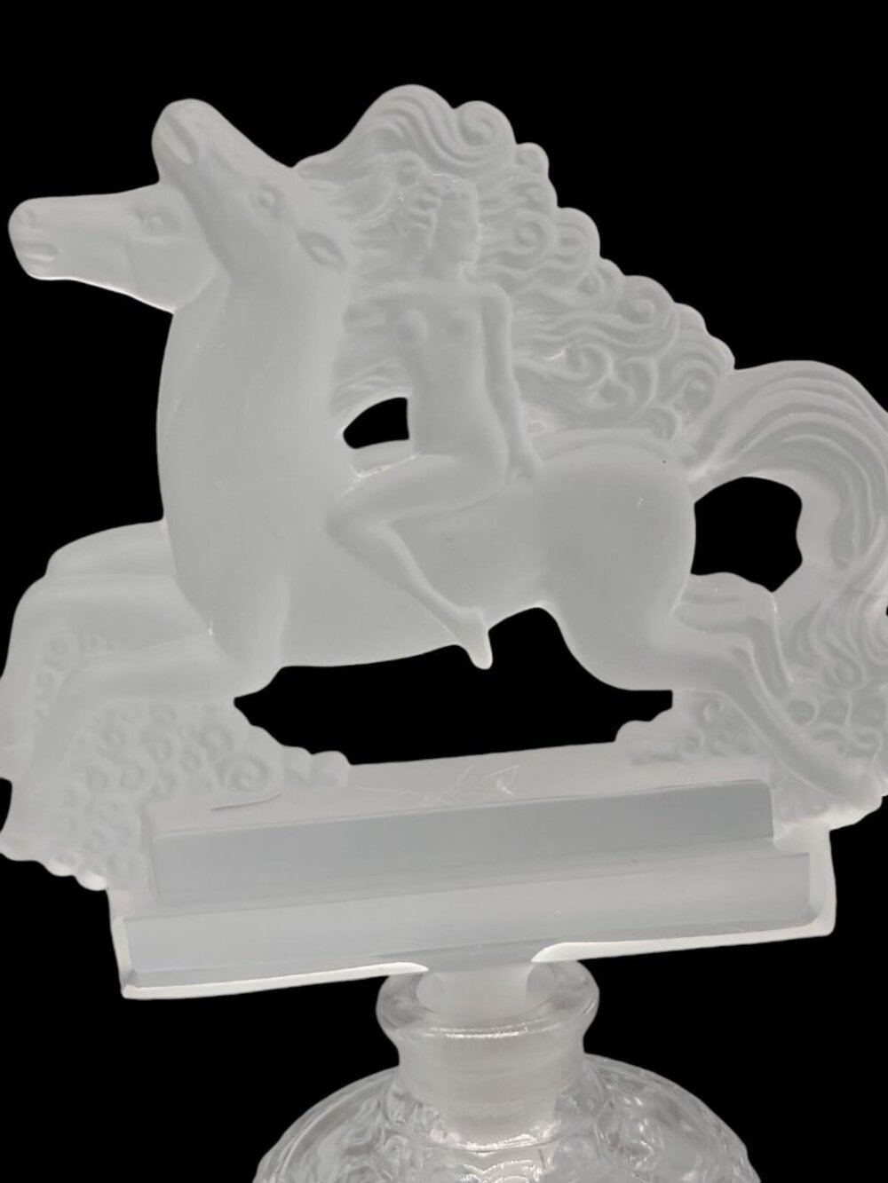 Lady Godiva Crystal Perfume Bottle Czechoslovakia Nude Horseback Stopper 1930s - Picture 10 of 16